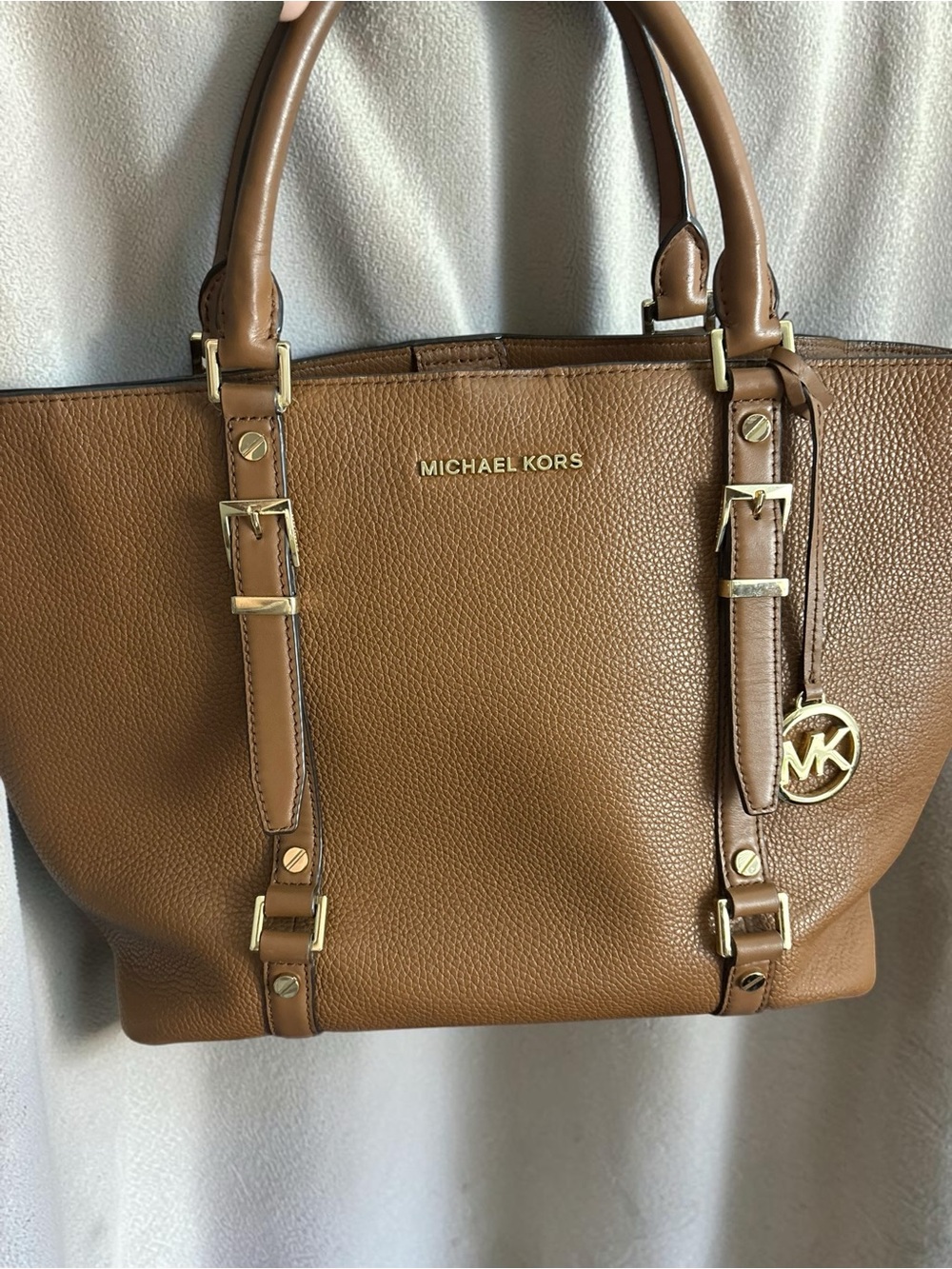 Michael Kors Pebbled Leather Tote Luggage Brown